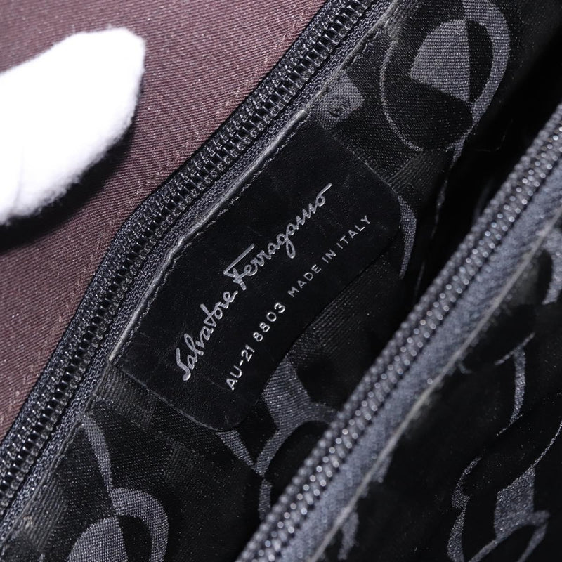 Salvatore Ferragamo Gancini Canvas Brown Bag