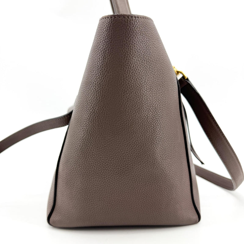 Celine Belt Textured Leather Brown Calfskin Bag