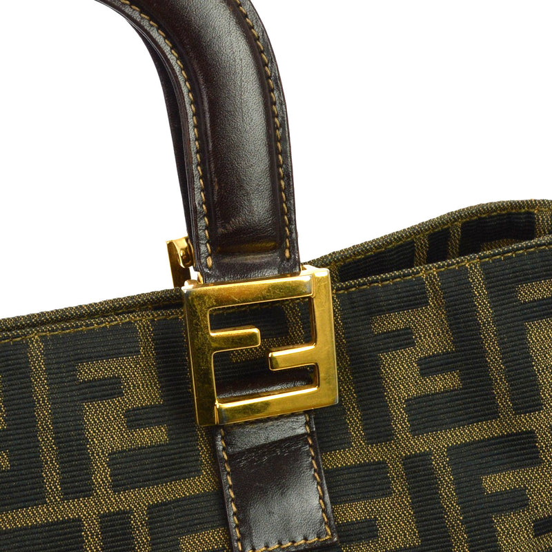 Fendi Vintage Top Handle Zucca Canvas Brown Bag