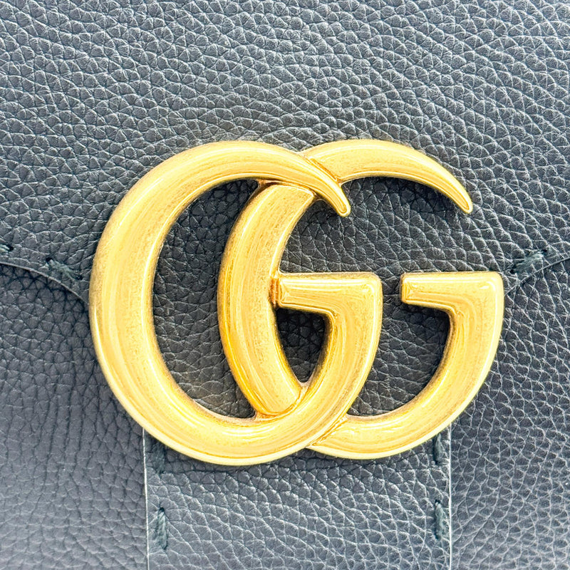 Gucci Gg Marmont Top Handle Leather Black Bag