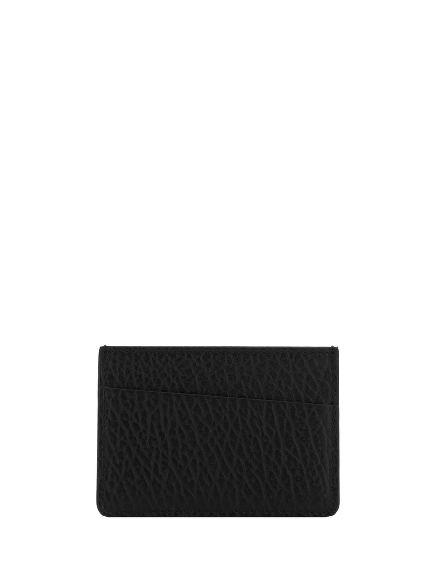 Maison Margiela Contrast Stitched Leather Card Case — Black Calf Bos Taurus Wallet
