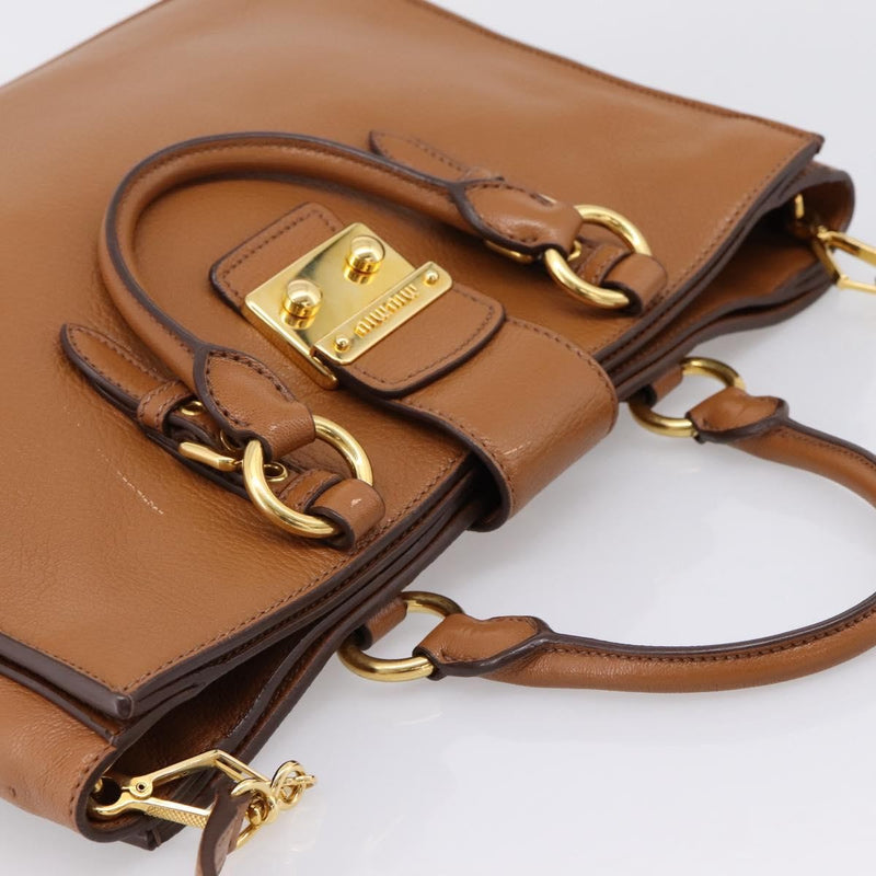 Miu Miu Madras Convertible Lock Leather Brown Bag