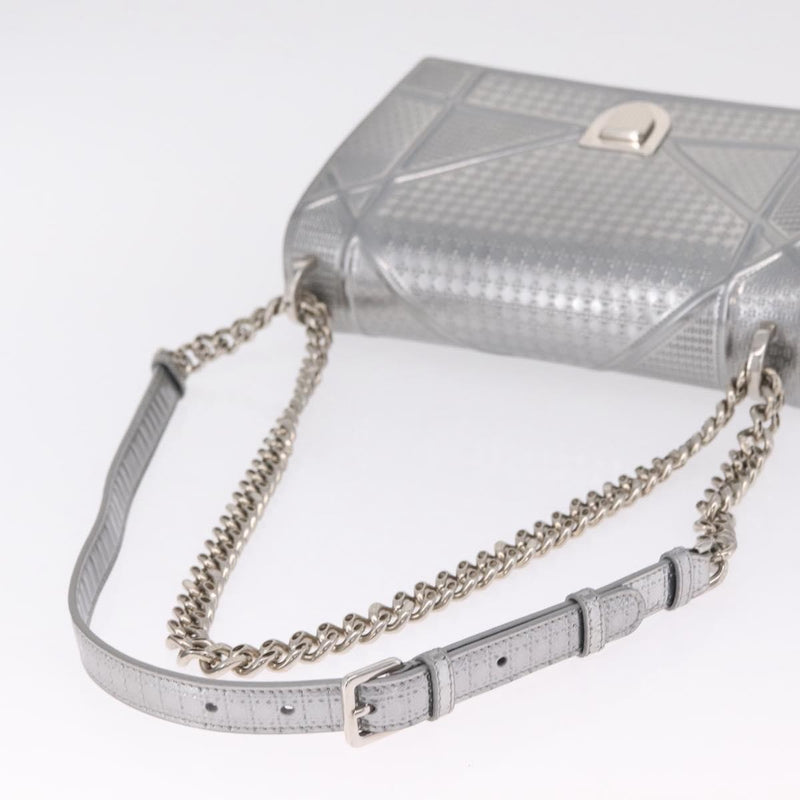 Christian Dior Diorama Flap Patent Silver Patent_leather Bag