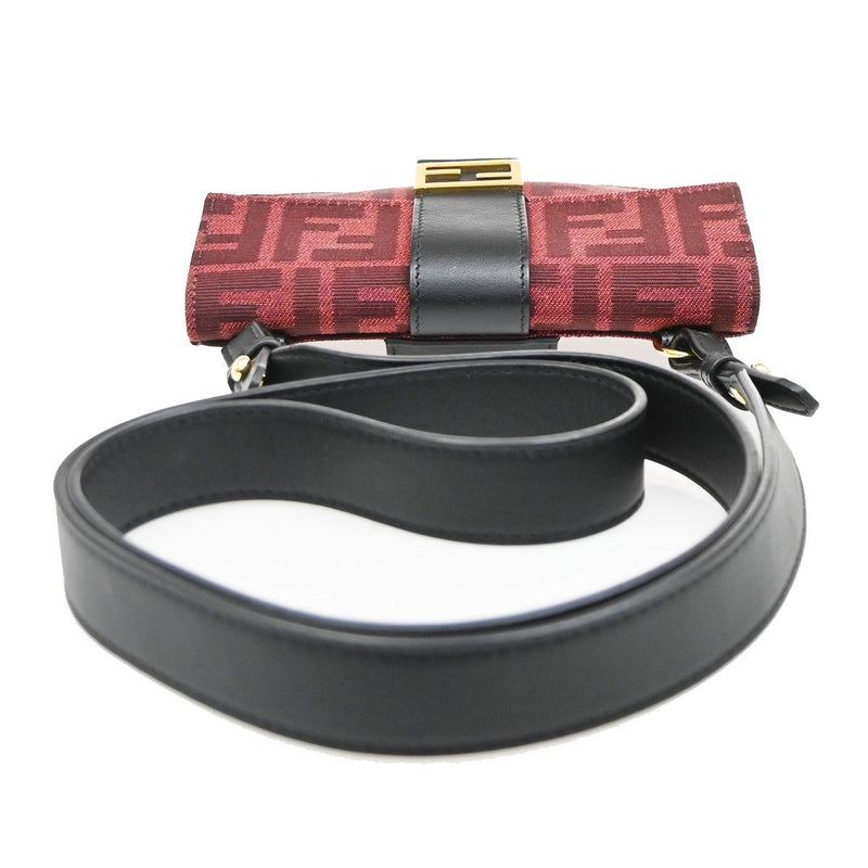 Fendi Baguette Convertible Pouch Zucca Canvas Burgundy