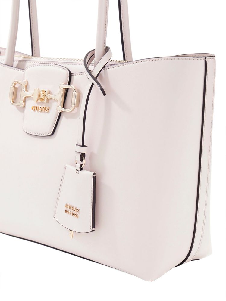 Guess Structured Polyurethane Tote Bag — Beige