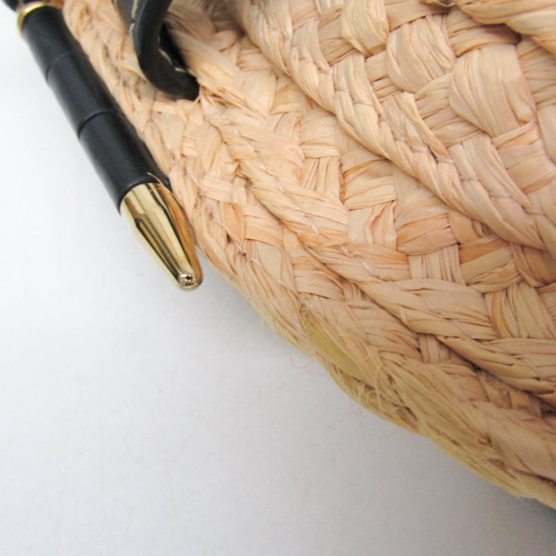 Loewe Gate Leather With Raffia Black Bag