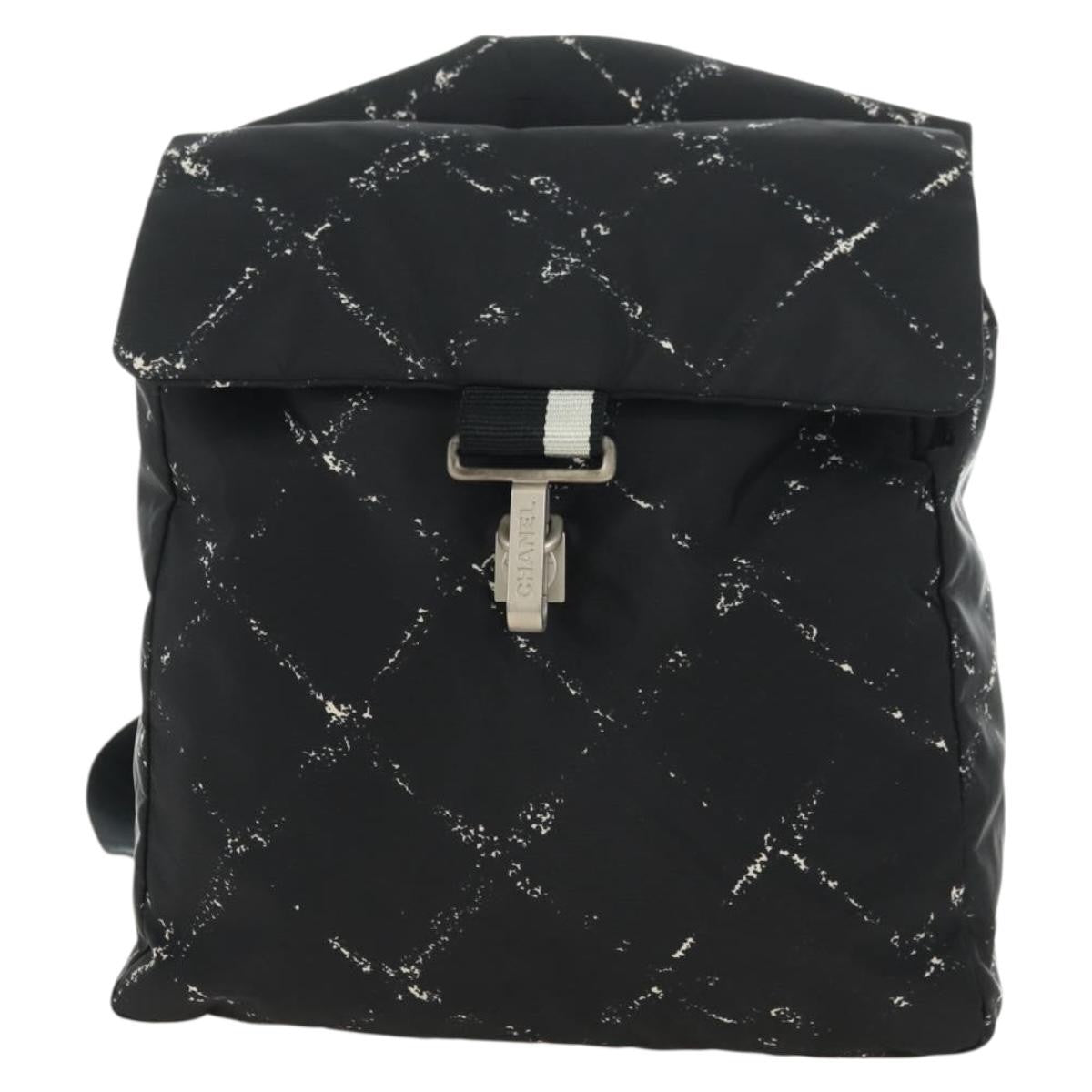 Chanel Travel Line Lock Printed Nylon Black Bag