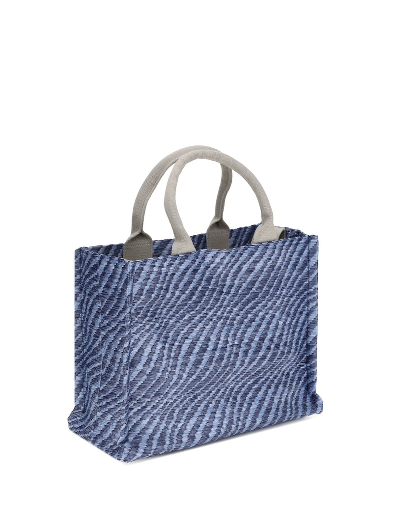 Marni Zebra-Pattern Jacquard Fabric Tote Bag — Blue