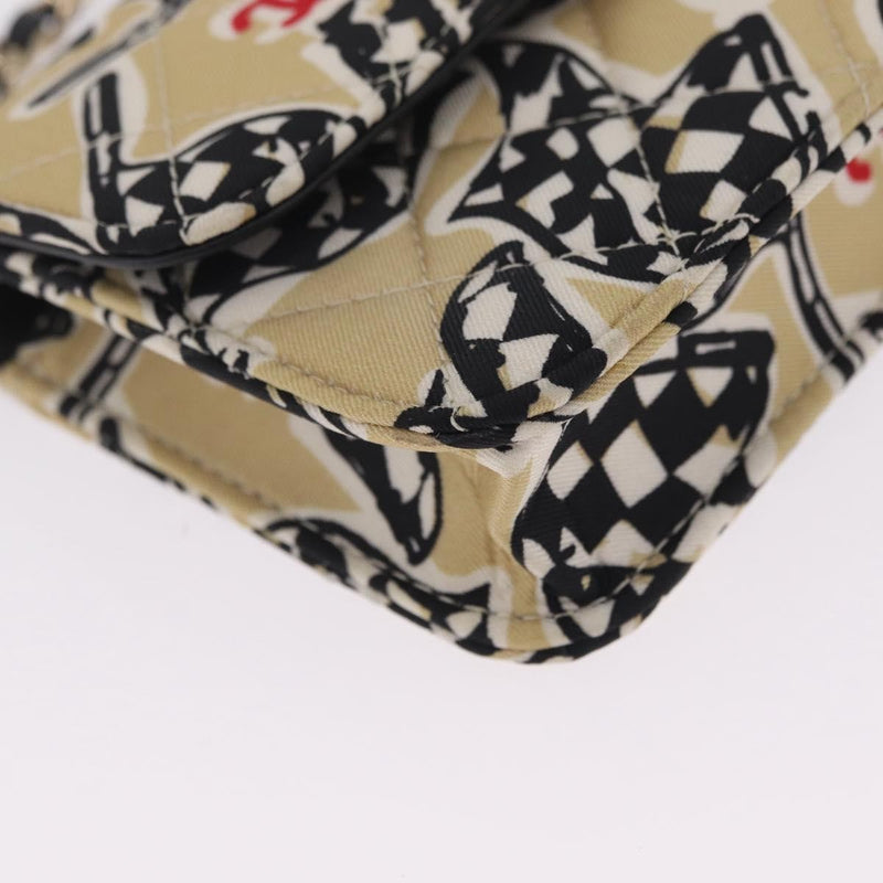 Chanel Flap Card Holder On Chain Quilted Printed Canvas Multicolour Bag