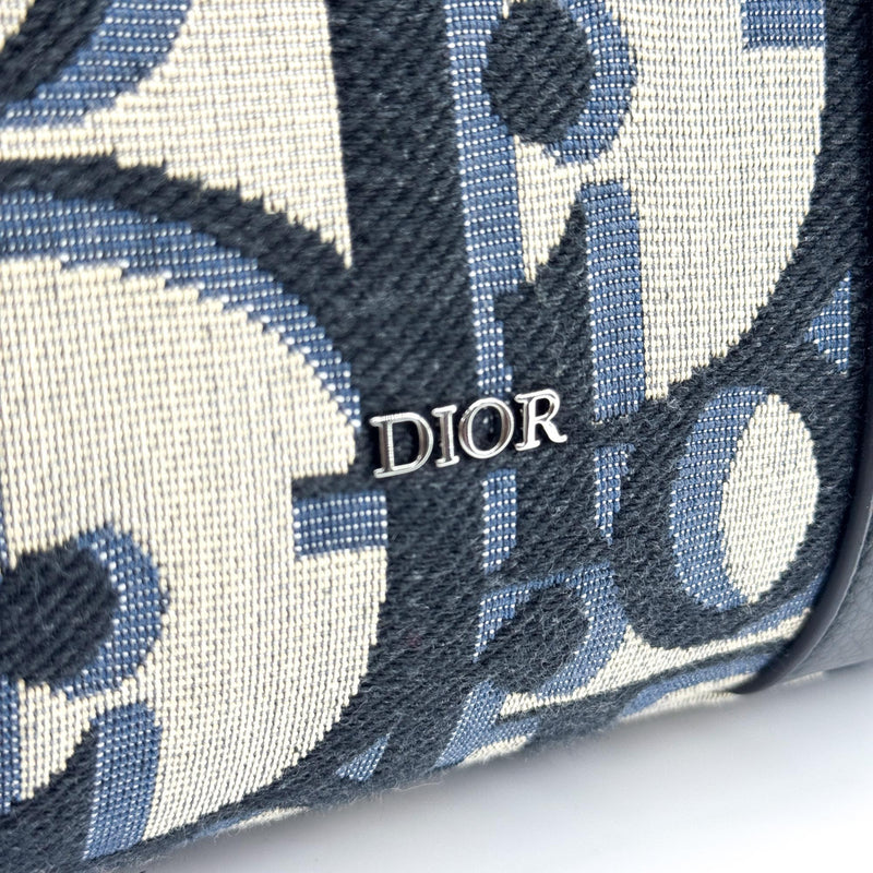 Christian Dior Book Tote With Strap Oblique Canvas Black
