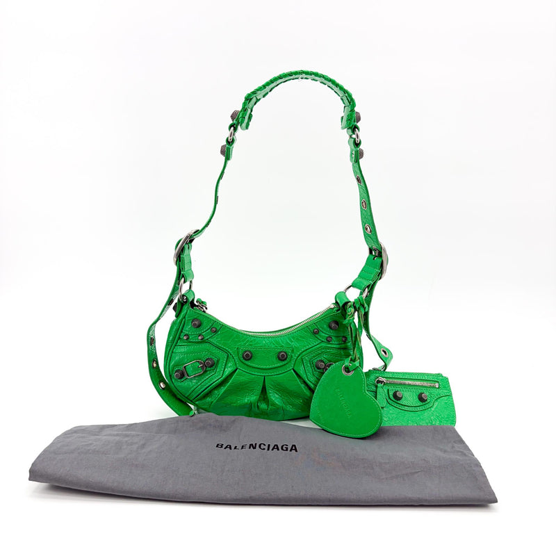 Balenciaga Le Cagole Giant Spikes Leather Green Bag