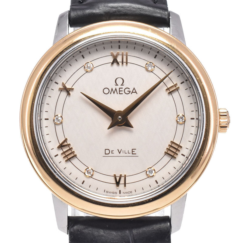 Omega De Ville Prestige Quartz Stainless Steel And Rose Gold With Diamond Markers Watches
