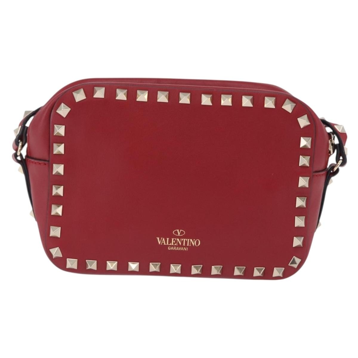Valentino Garavani Rockstud Camera Leather Red Bag