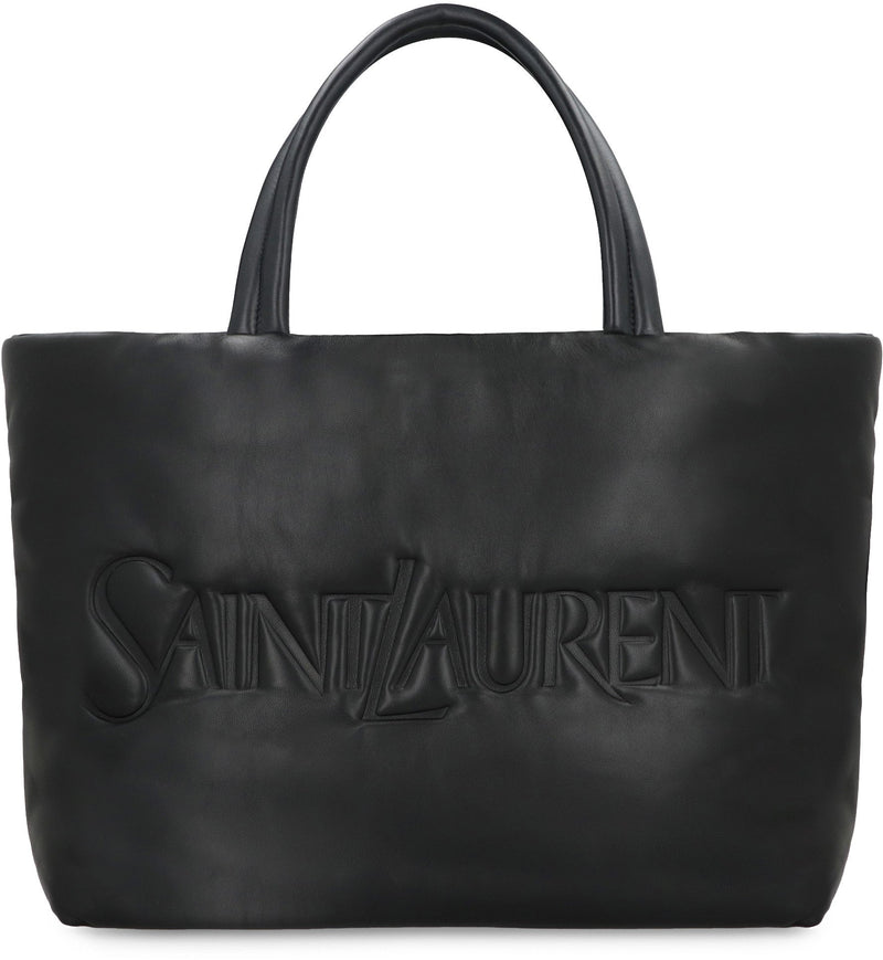 Saint Laurent Quilted Lamb Leather Tote Bag — Black Metal
