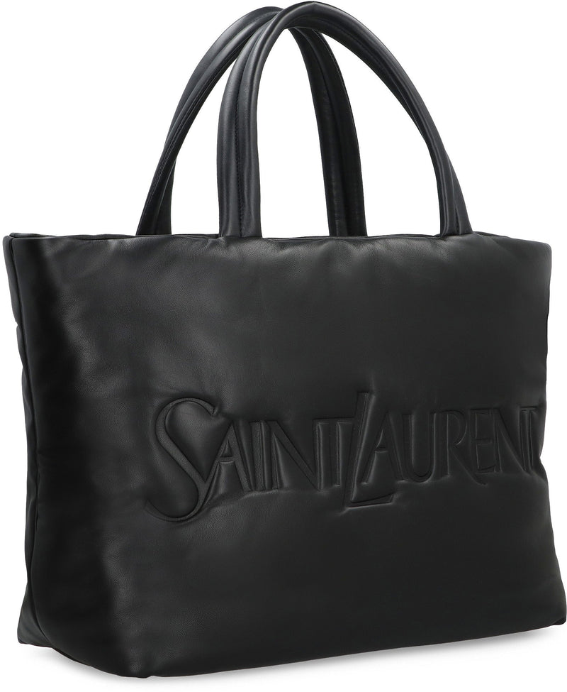 Saint Laurent Quilted Lamb Leather Tote Bag — Black Metal
