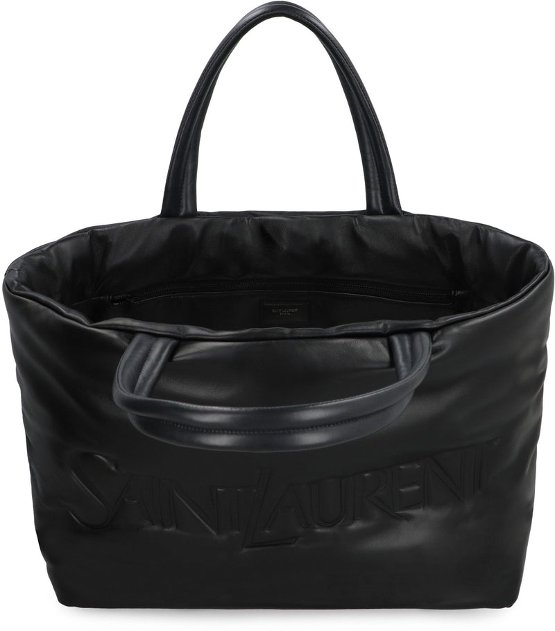 Saint Laurent Quilted Lamb Leather Tote Bag — Black Metal