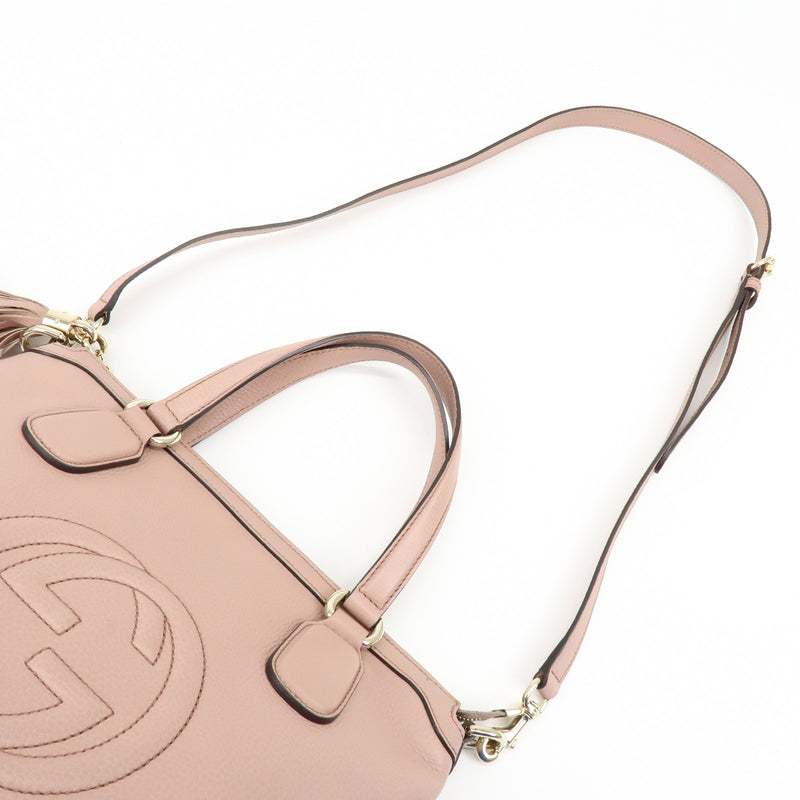 Gucci Soho Convertible Soft Top Handle Leather Pink Bag