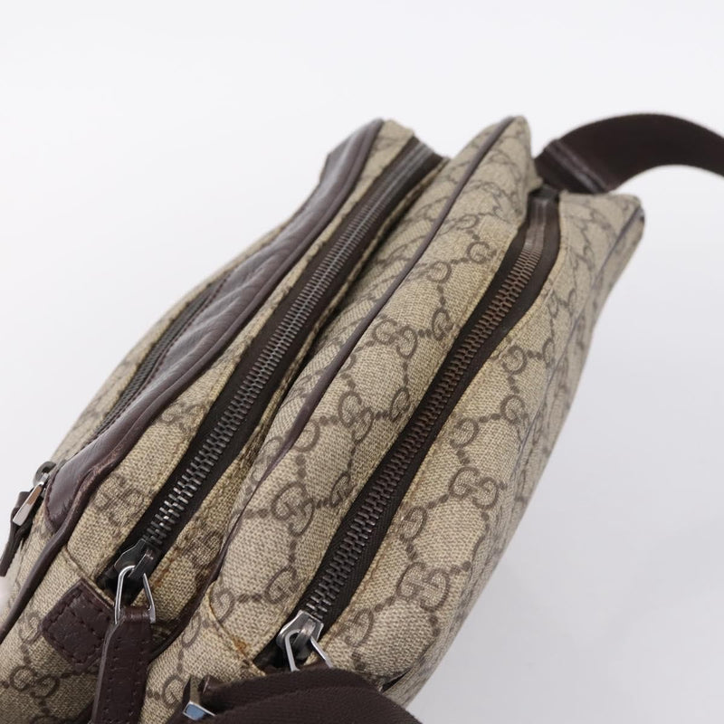 Gucci Front Zip Pocket Messenger Gg Coated Canvas Beige