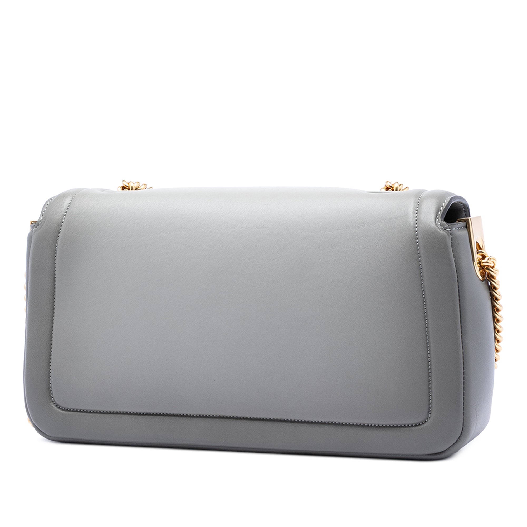 Leather Baguette Chain Midi Shoulder Bag - Image 2
