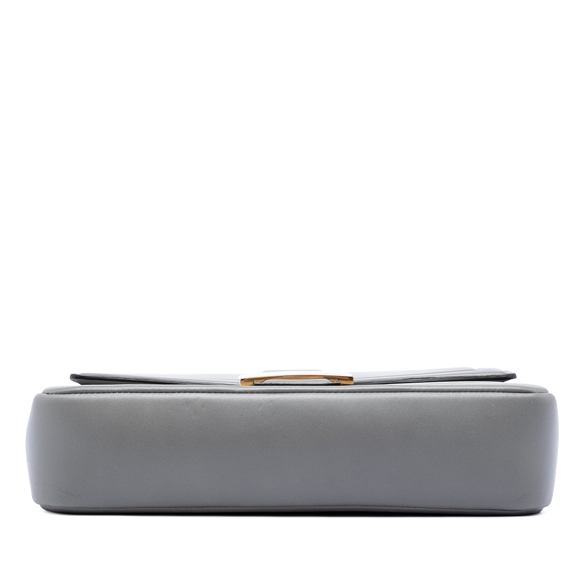 Leather Baguette Chain Midi Shoulder Bag - Image 3