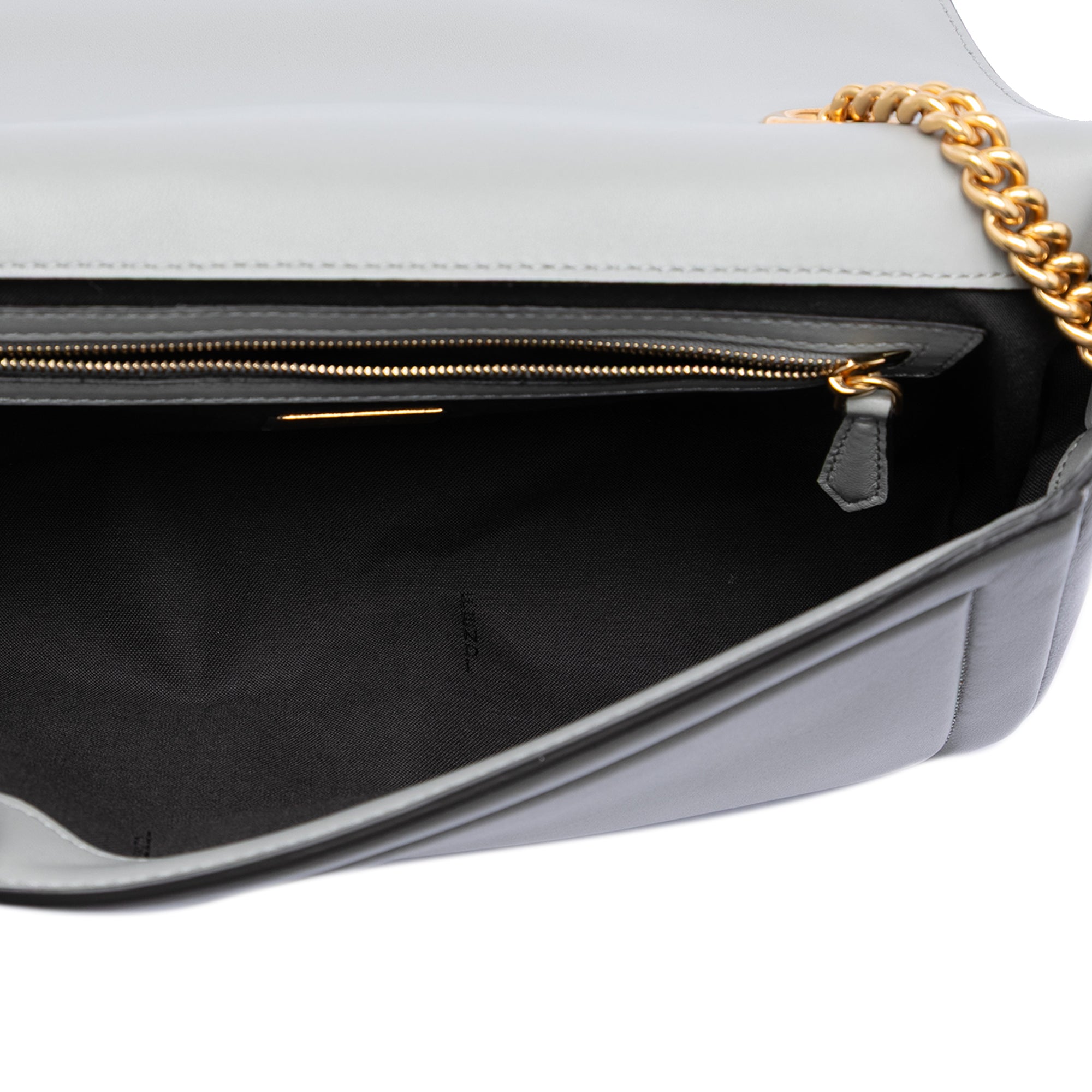 Leather Baguette Chain Midi Shoulder Bag - Image 4