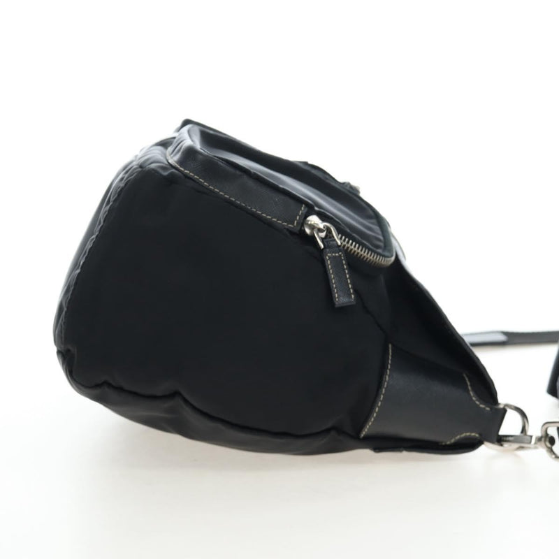 Prada Double Pocket Buckle Flap Tessuto And Leather Black Nylon Bag