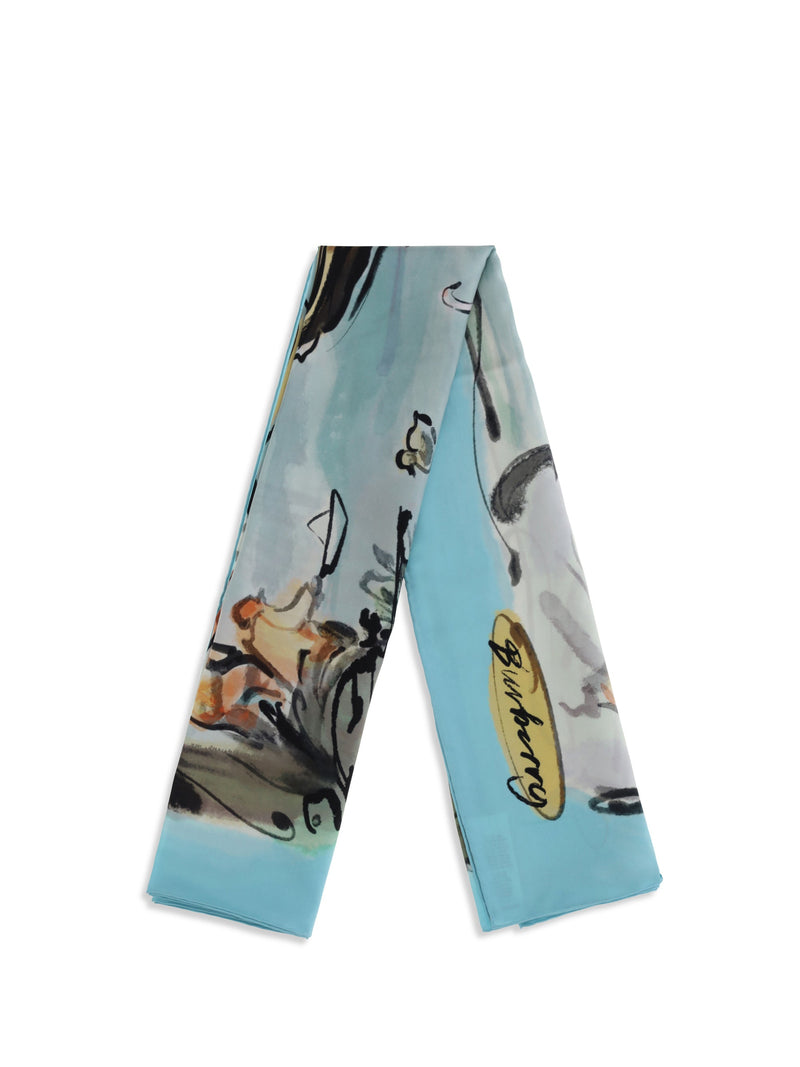 Burberry Knight Scarf — Blue Silk Scarfs