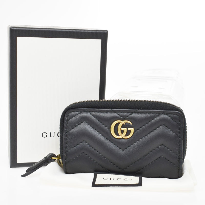 Gucci Gg Marmont Zip Around Matelasse Leather Black Accessory