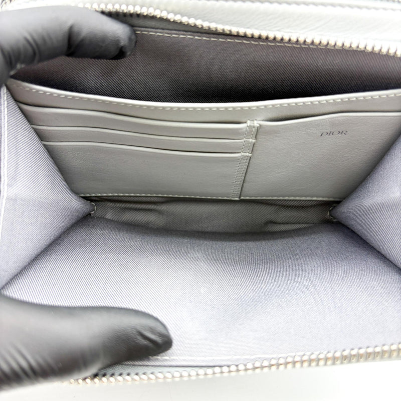 Christian Dior Double Zip Cd Diamond Coated Canvas Gray Bag