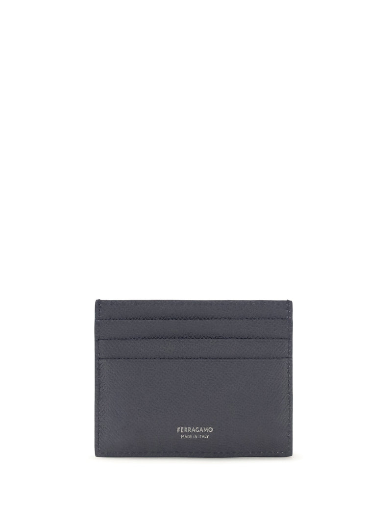 Ferragamo Gancini Card Case — Navy Calf Leather Bos Taurus Cases