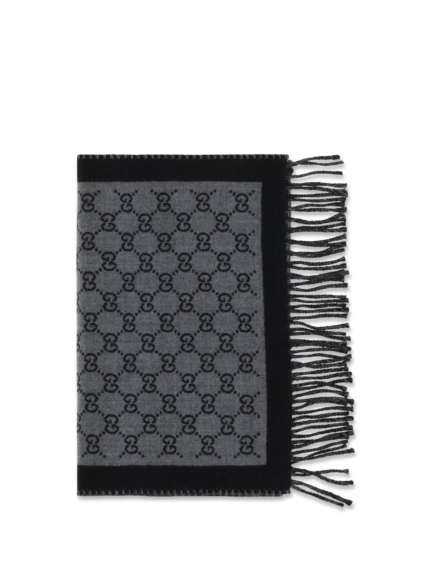 Gucci Gg Jacquard Wool Scarf — Gray Merino Ovis Aries Scarfs