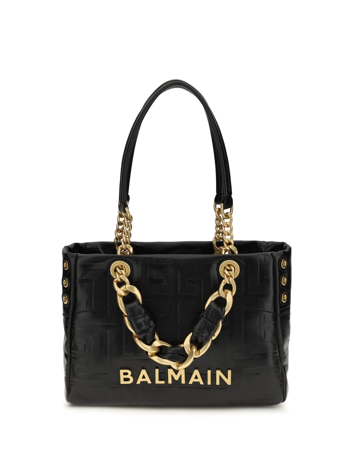 Balmain Shoulder Bag — Black Calf Leather Bos Taurus