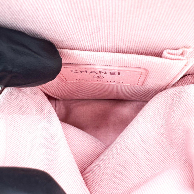 Chanel Cc Frame Clutch With Chain Quilted Lambskin And Plexiglass Beige Leather