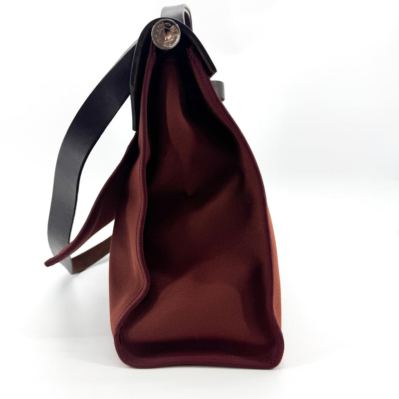 Hermes Herbag Zip Leather And Toile Brown Canvas Bag