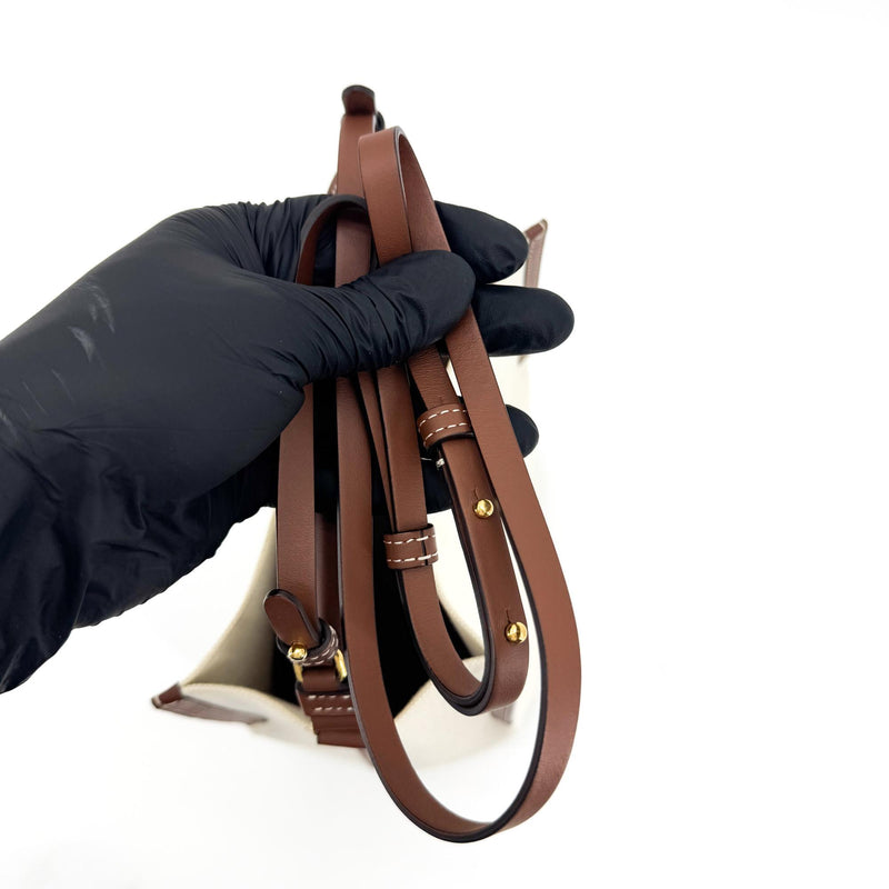 Burberry Peggy Logo Bucket Canvas Beige Bag