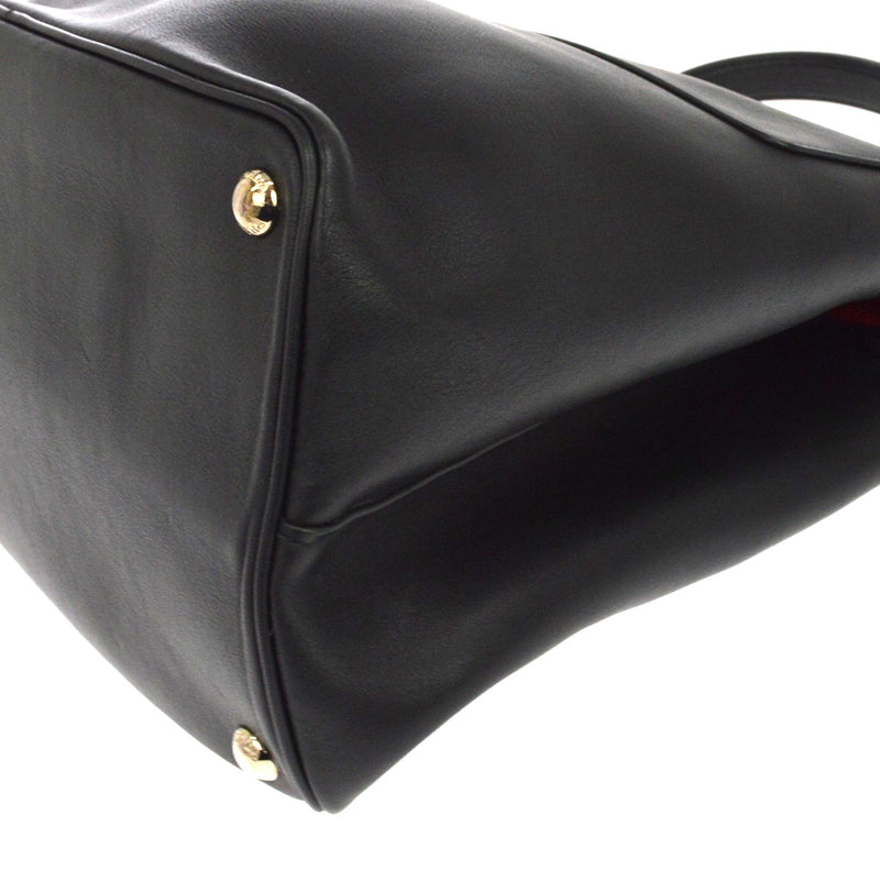 Prada Dual Flap Double Turn Lock Satchel City Calfskin Black Leather