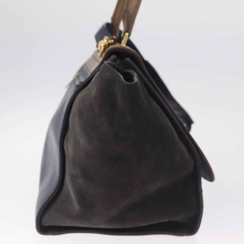 Celine Tricolor Trapeze Leather Navy Bag