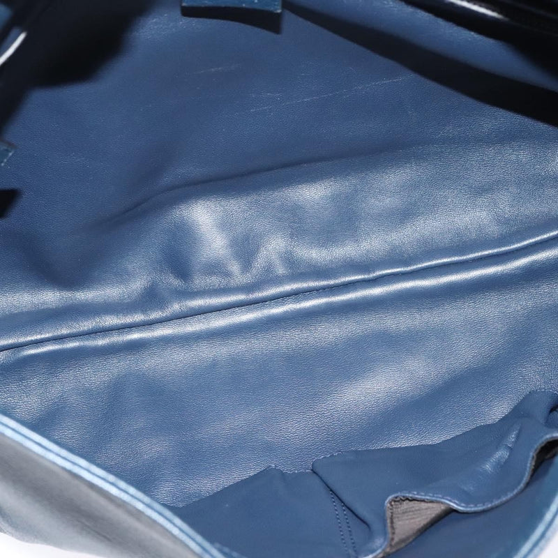 Gucci Hip Bamboo Flap Leather Blue Bag