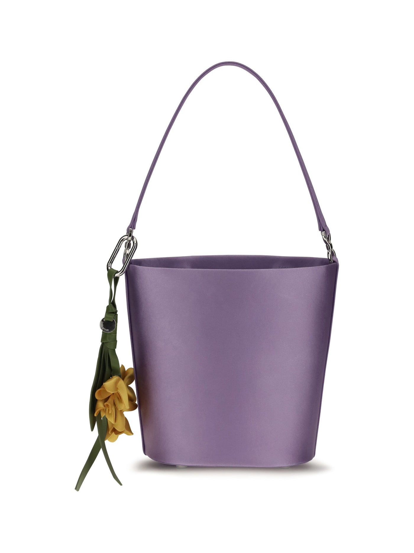 Self-Portrait Satin Bucket Bag — Purple Polyester
