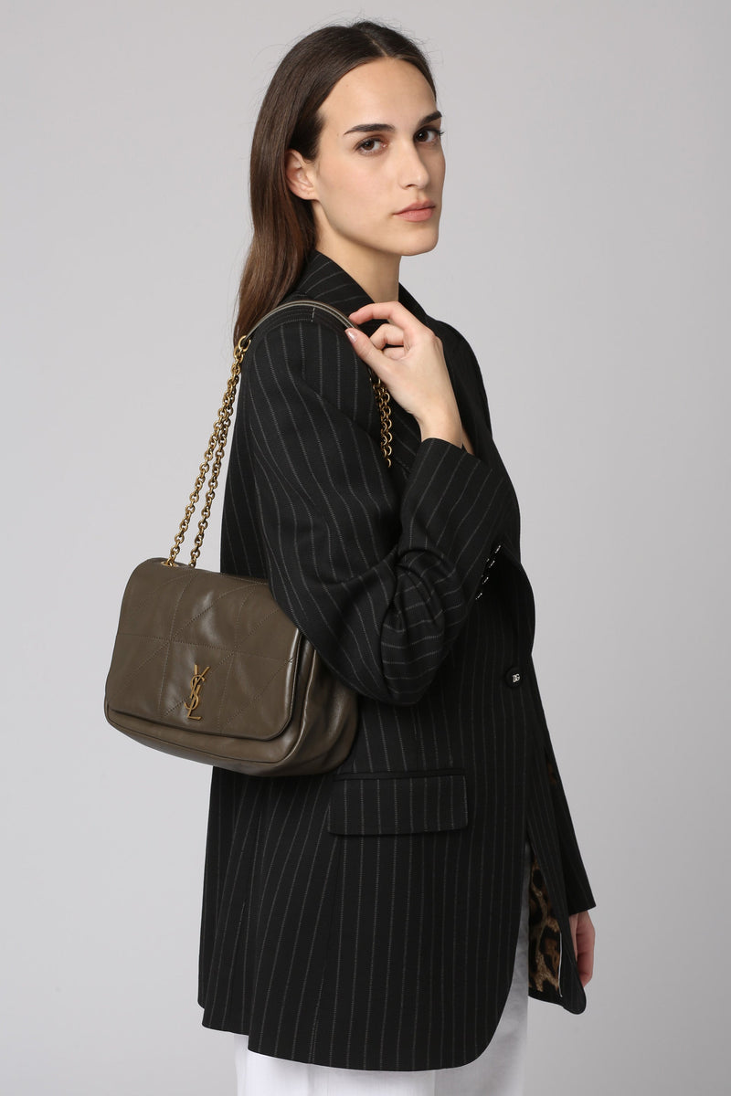 Saint Laurent Shoulder Bag — Gray Lamb Leather