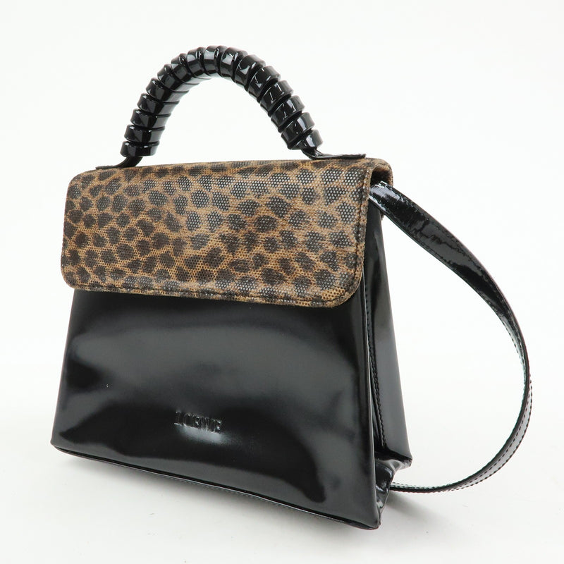 Loewe Vintage Velazquez Top Handle Leather Black Patent_leather Bag