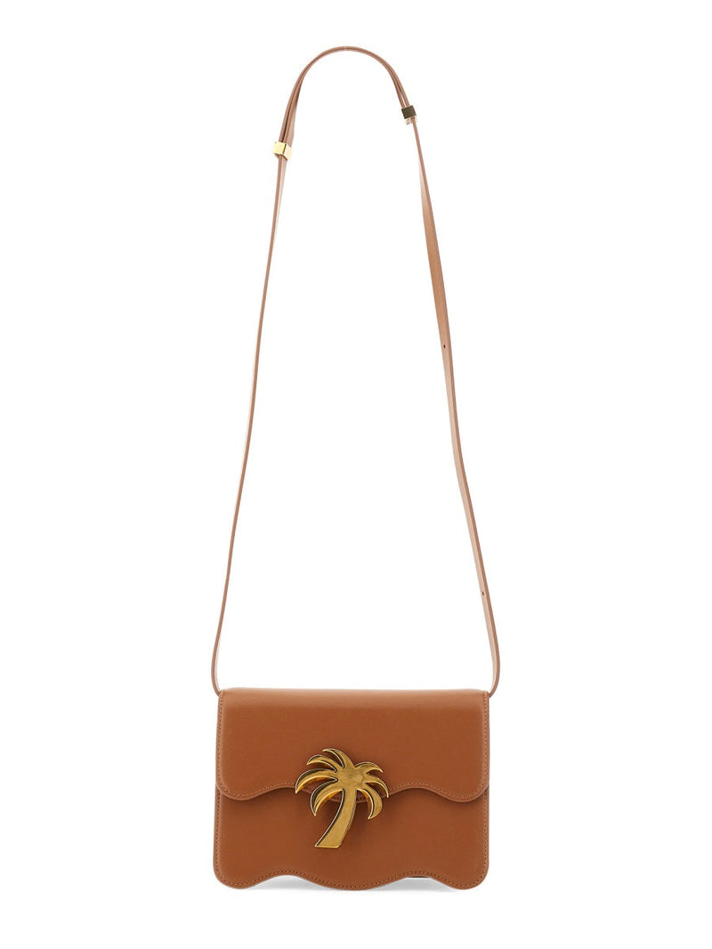 Palm Angels Leather Flap Shoulder Bag — Brown Lining Polyurethane