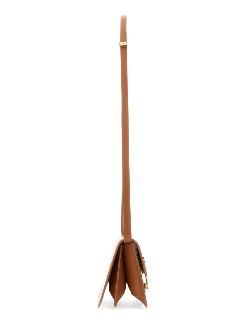 Palm Angels Leather Flap Shoulder Bag — Brown Lining Polyurethane