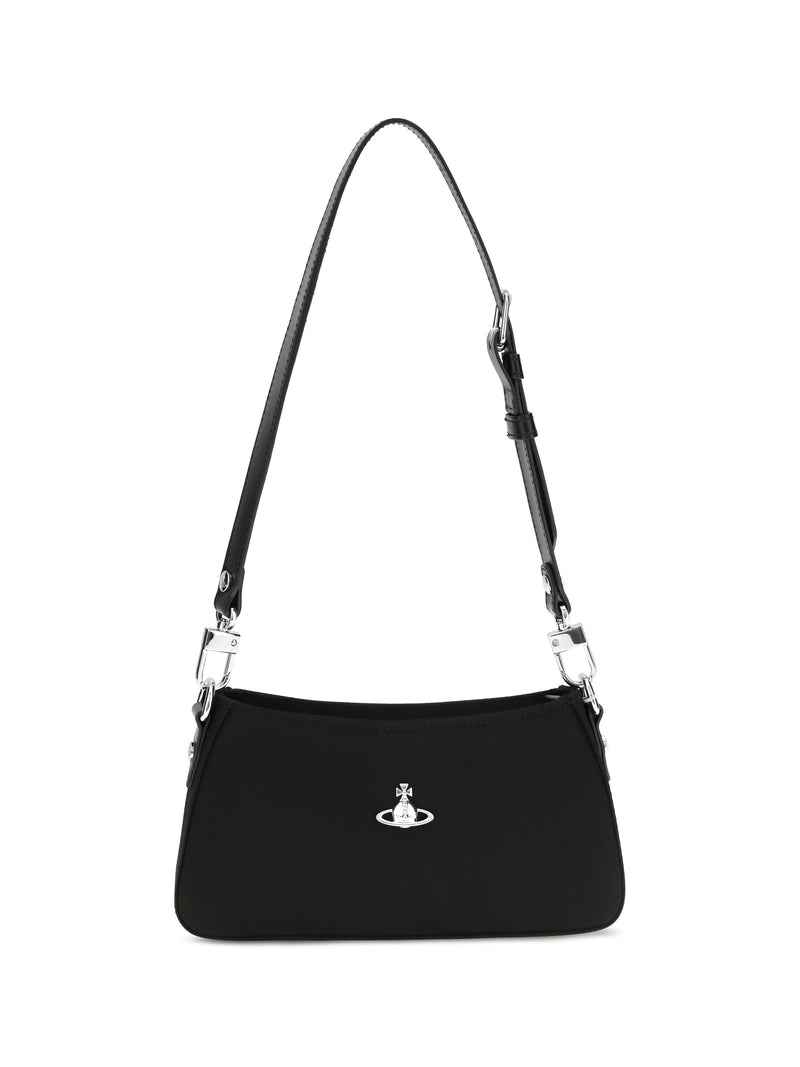 Vivienne Westwood Signature Orb Shoulder Bag — Black Polyester