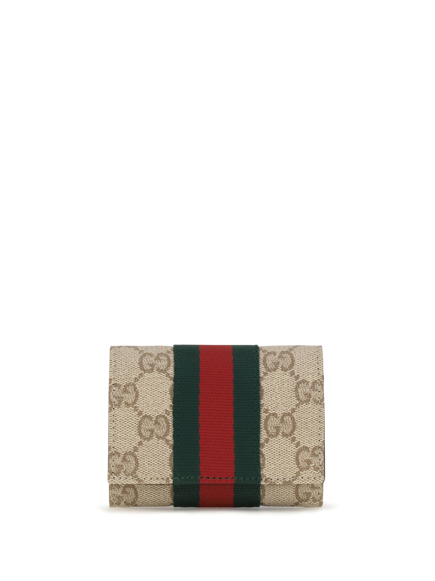 Gucci Gg Fabric Web Stripe Wallet — Brown & Purses