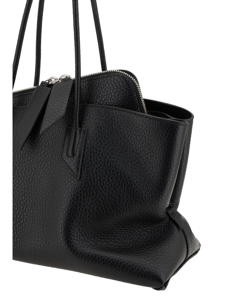 The Attico La Passeggiata Shoulder Bag — Black Calf Leather