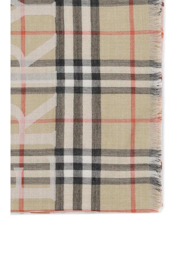 Burberry Check Scarf — Beige Wool; Silk Scarfs