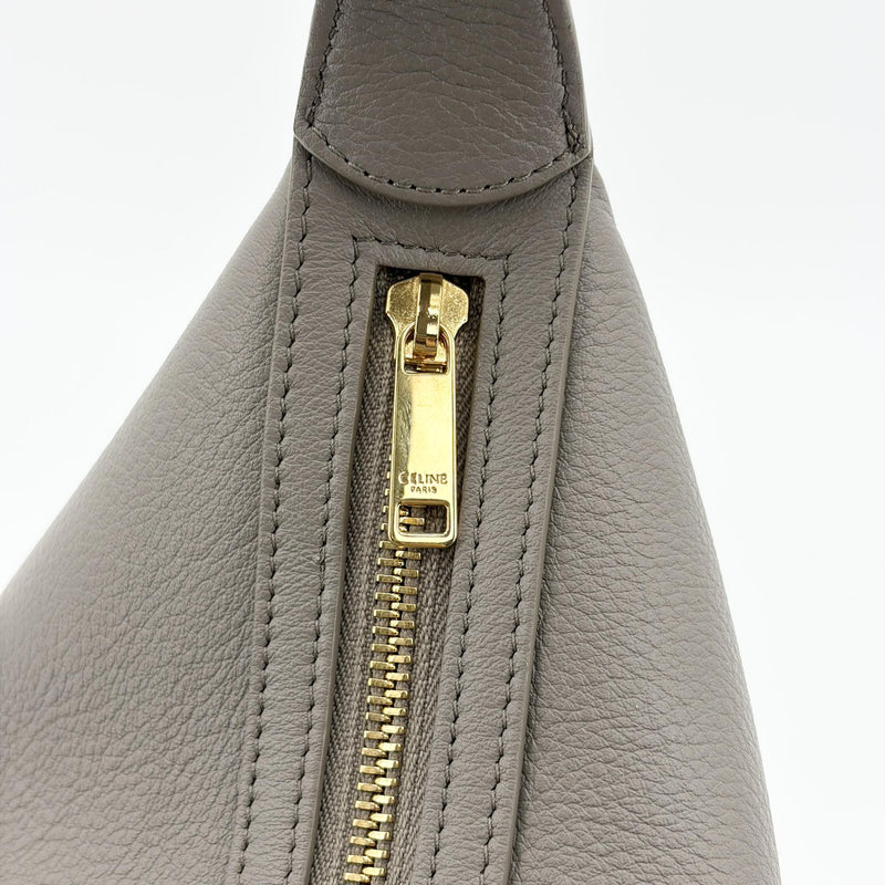 Celine Heloise Triomphe Embossed Leather Gray Bag