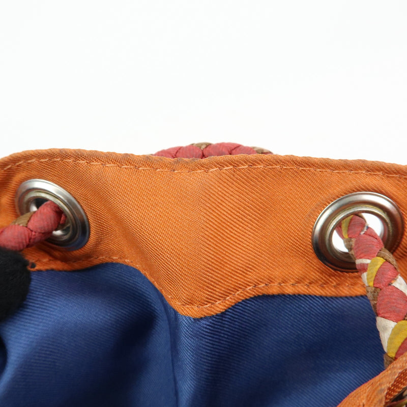 Hermes Soie Cool Printed Silk And Calfskin Orange Bag