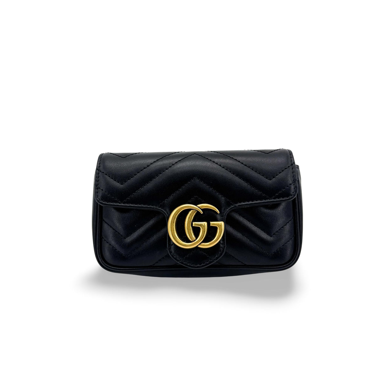 Gucci Gg Marmont Flap Matelasse Leather Black Bag